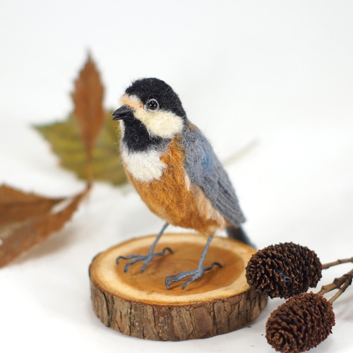 野鳥＊羊毛フェルト ヤマガラ 羊毛フェルト 森羊のクーシャ