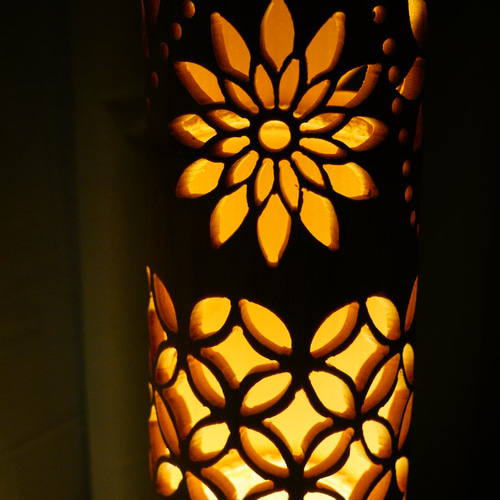 竹灯り・竹あかり・竹灯籠・竹灯篭 ～～ 繊細彫り☆桜灯籠