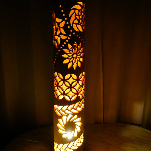 竹灯り・竹あかり・竹灯籠・竹灯篭 ～～ 繊細彫り☆桜灯籠