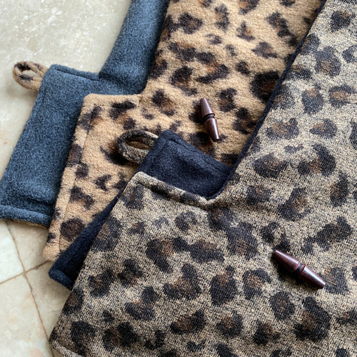 再販 大人のレオパード柄 バラクラバ＆アームウォーマー（ダーク