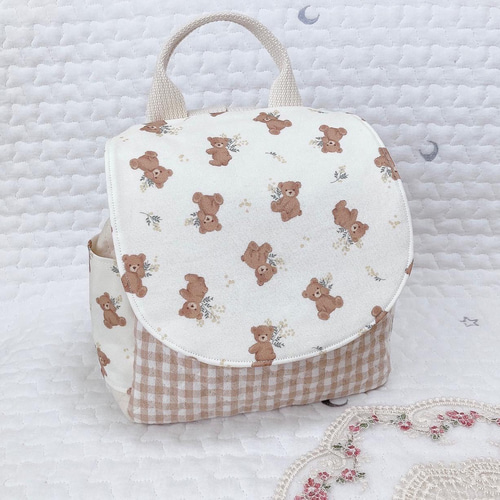 名入れ可】ミモザとくまさんのベビーリュック リュック・バックパック