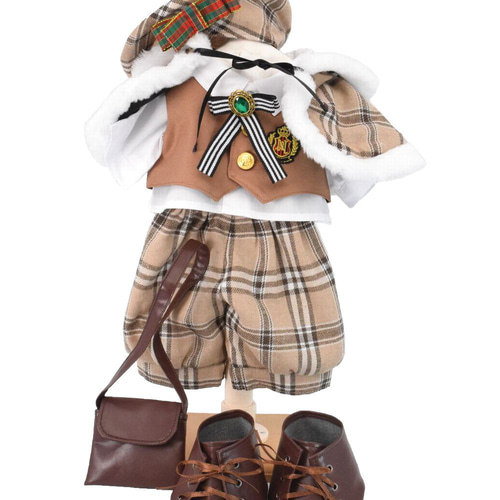 オル・メル 服 着せ替え コスチューム ケープ付ミルクティーチェック