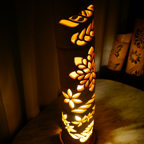 竹灯り・竹あかり・竹灯籠・竹灯篭・竹ランプ ～～ 繊細彫り☆華綱