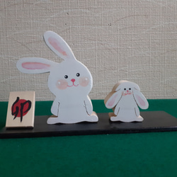 2023年干支 母と娘うさぎ (木工アート) その他置物 makochin