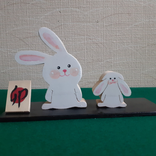 2023年干支 母と娘うさぎ (木工アート) その他置物 makochin