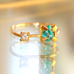 - Paraiba & Dia - k18 Paraiba Tourmaline & Diamond Ring 2枚目の画像