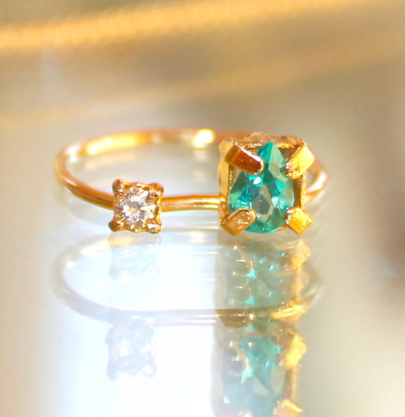 - Paraiba & Dia - k18 Paraiba Tourmaline & Diamond Ring 2枚目の画像