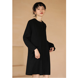 ウール混紡ワンピース　ノースリーブワンピース　ジャンパースカート　ブラック　S-XL #072 13枚目の画像