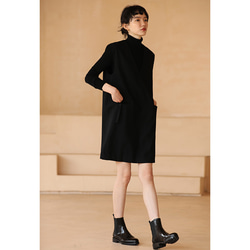 ウール混紡ワンピース　ノースリーブワンピース　ジャンパースカート　ブラック　S-XL #072 12枚目の画像