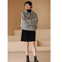 ウール混紡ワンピース　ノースリーブワンピース　ジャンパースカート　ブラック　S-XL #072 17枚目の画像