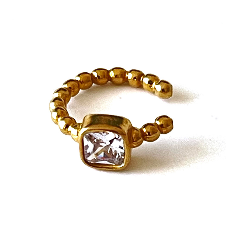 【50個】スクエア形Cubic Zirconiaボールデザインのイヤーカフ【jec37】