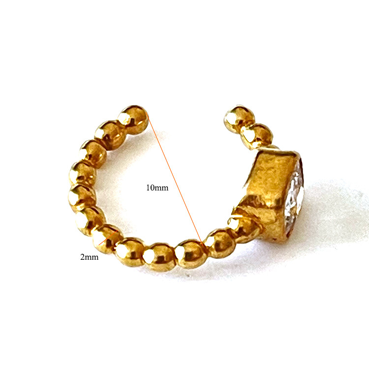 【50個】スクエア形Cubic Zirconiaボールデザインのイヤーカフ【jec37】