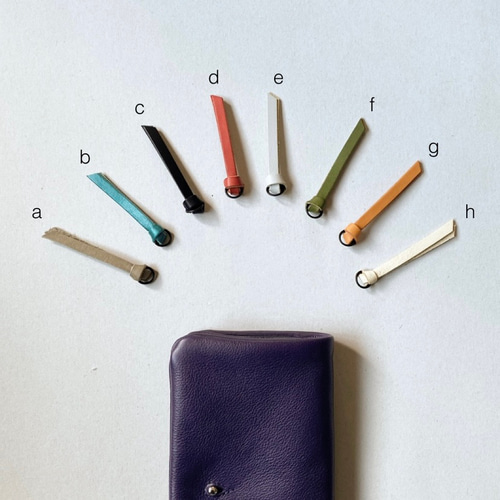 引き手の革の色が選べるkonbuuウォレット ダークパープル 長財布 odd_h