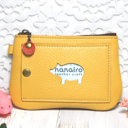 カードポケット付きポーチ（こぶた・黄色・豚）パスケース・キーケース