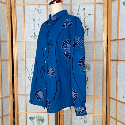 ハンドメイド 浴衣 リメイク 和室 青色椅子③ 浴衣のインテリア実例