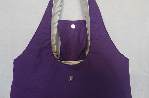 しっとりおとな色！帆布のふっくら軽やかふた付きショルダーバック　11号帆布（紫） 9枚目の画像