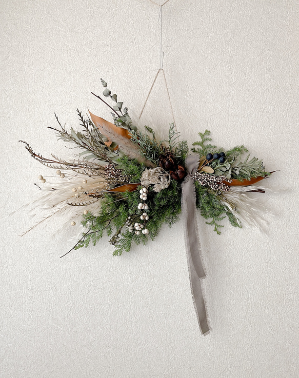 クリスマススワッグ 横長スワッグ ドライフラワー Creema限定