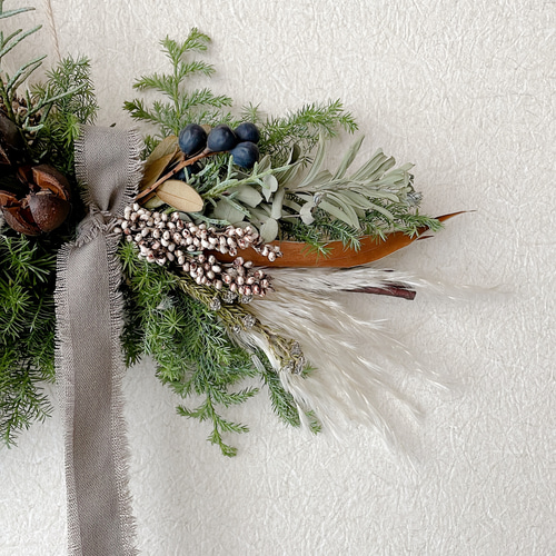 クリスマススワッグ 横長スワッグ ドライフラワー Creema限定