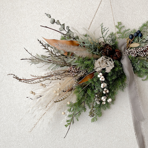 クリスマススワッグ 横長スワッグ ドライフラワー Creema限定