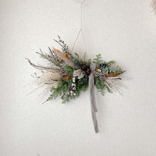 クリスマススワッグ 横長スワッグ ドライフラワー Creema限定