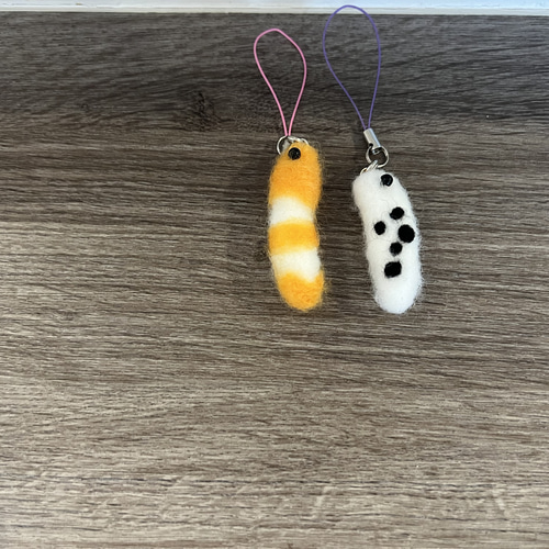 羊毛フェルト 魚 ストラップ チンアナゴにょろ吉君シーマ君2体セット