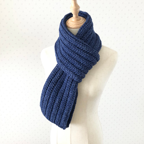 R65 美品 カナダグース フリンジ ネイビー ロングマフラー メンズ R65