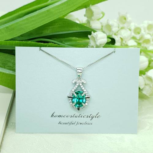 新品未使用　K18WG パライバトルマリン ダンシングネックレス バースダイヤモンド アニバーサリーダイヤ 誕生日 結婚記念日