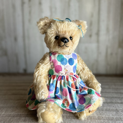 テディベアのお洋服【SSサイズ】 小花プリントエプロンドレス