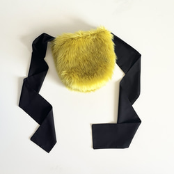 【sold out】ミニサイズ 3way eco fur ribbon tote bag（カナリアイエロー） 11枚目の画像