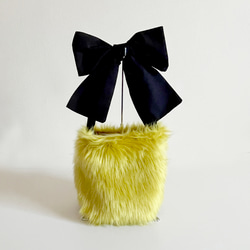 【sold out】ミニサイズ 3way eco fur ribbon tote bag（カナリアイエロー） 9枚目の画像