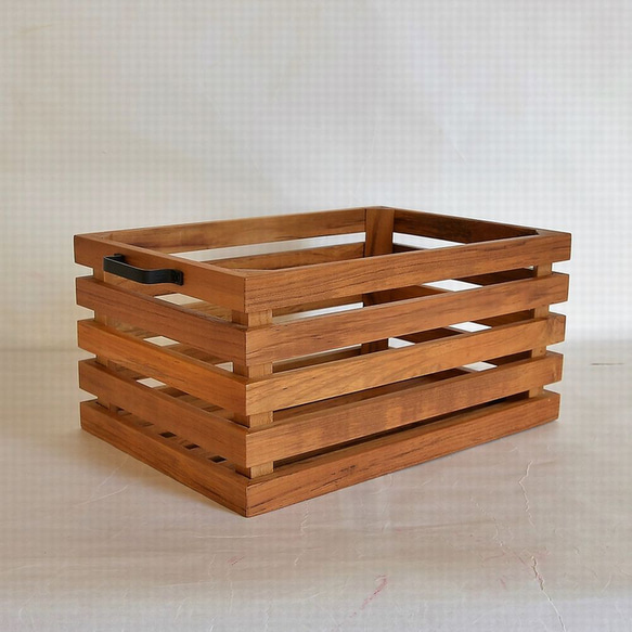 木製 チーク×アイアン ツールボックス 35×24,5 チーク ウッド 小物入れ 収納  マルチスタンド J-0058 5枚目の画像