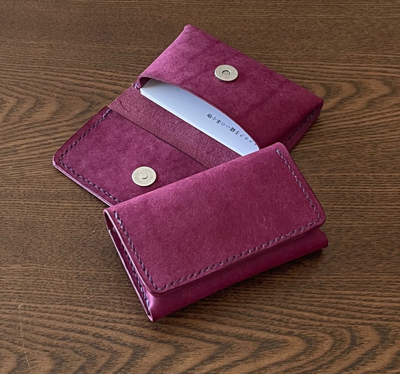 ヌメ革の名刺入れ カードケース ✨ライラック イタリアンレザー