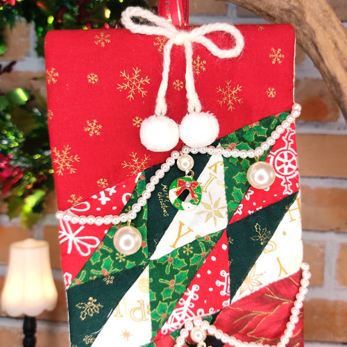 キルトのクリスマスブーツ・タペストリー・B タペストリー・壁掛け