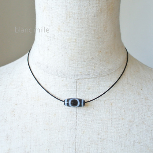 No.1862○*天地天珠／ジービーズ 18金 革紐ネックレス○*K18レザー