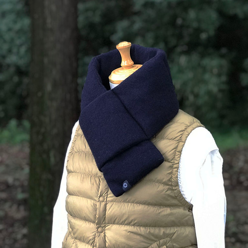 暖をつつむ 純カシミヤコンパクトマフラー ネイビー マフラー Bisyus
