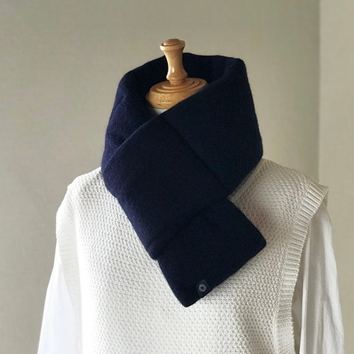 暖をつつむ 純カシミヤコンパクトマフラー ネイビー マフラー Bisyus