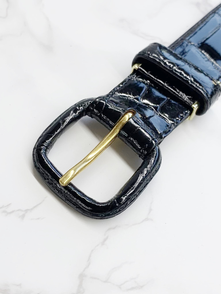 日本製　クロコダイル　Lサイズ　ボンベ加工　リアル  クロコダイル美錠金具　３０㎜巾　上質　ベルト　エキゾチックレザー