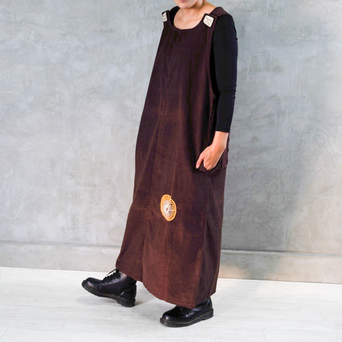 コーデュロイ ジャンパー スカート ブラウン ワンピース panipani 通販