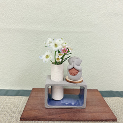 信楽焼 可愛い ふじ色の一輪挿し 小さい お地蔵さん【置物 焼き物 陶器