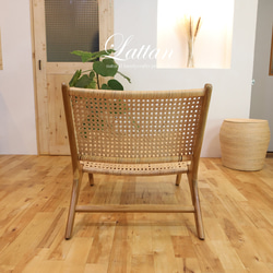 ラタンとチークの椅子♪ チーク無垢材 リゾートチェア 籐 店舗 高級椅子 Ｒ０９ 3枚目の画像