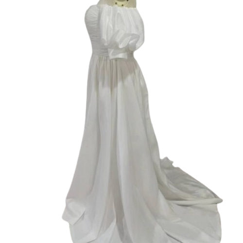 パフスリーブウエディングドレス オフホワイト オフショルダー  