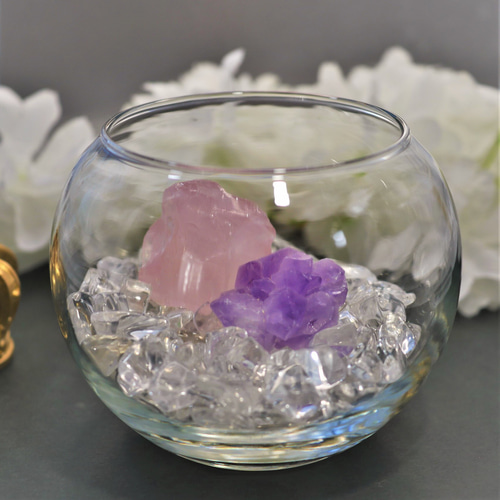 天然石浄化セット ヒマラヤ水晶さざれ ディープローズクォーツ