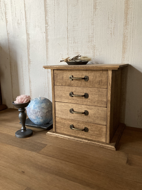 小抽斗 木製アンティーク 小引き出し アンティーク風 4杯小引き出し