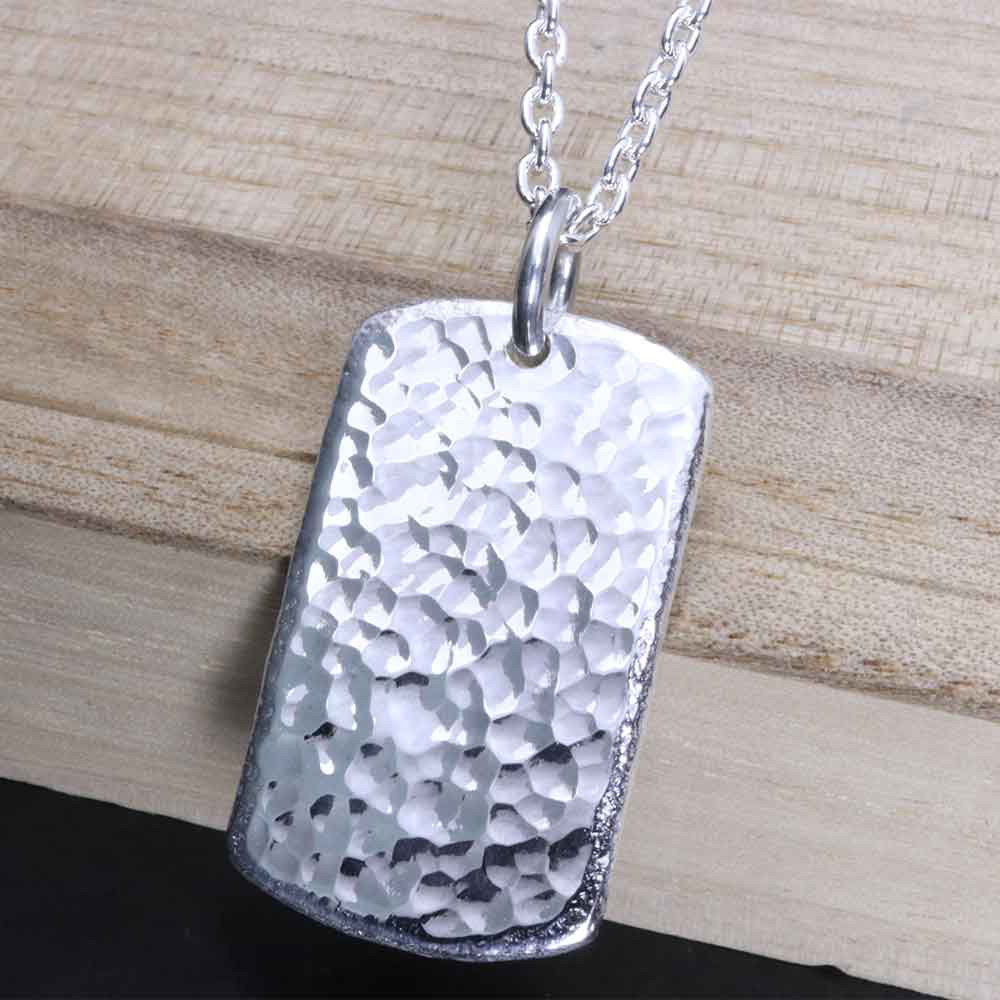 ペンダント ネックレス メンズ :  シルバー 丸 鎚目 インゴット ドックタグ ペンダントトップ 槌目 シンプル