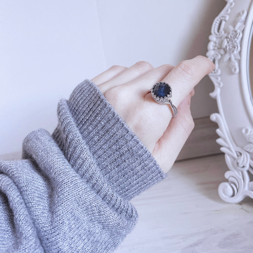 ブルータイガーアイ クリスタル silver925 リング ＊ 指輪 メンズ