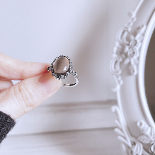 残り僅か‼ AAA スモーキークォーツ silver925 リング ＊ フリーサイズ