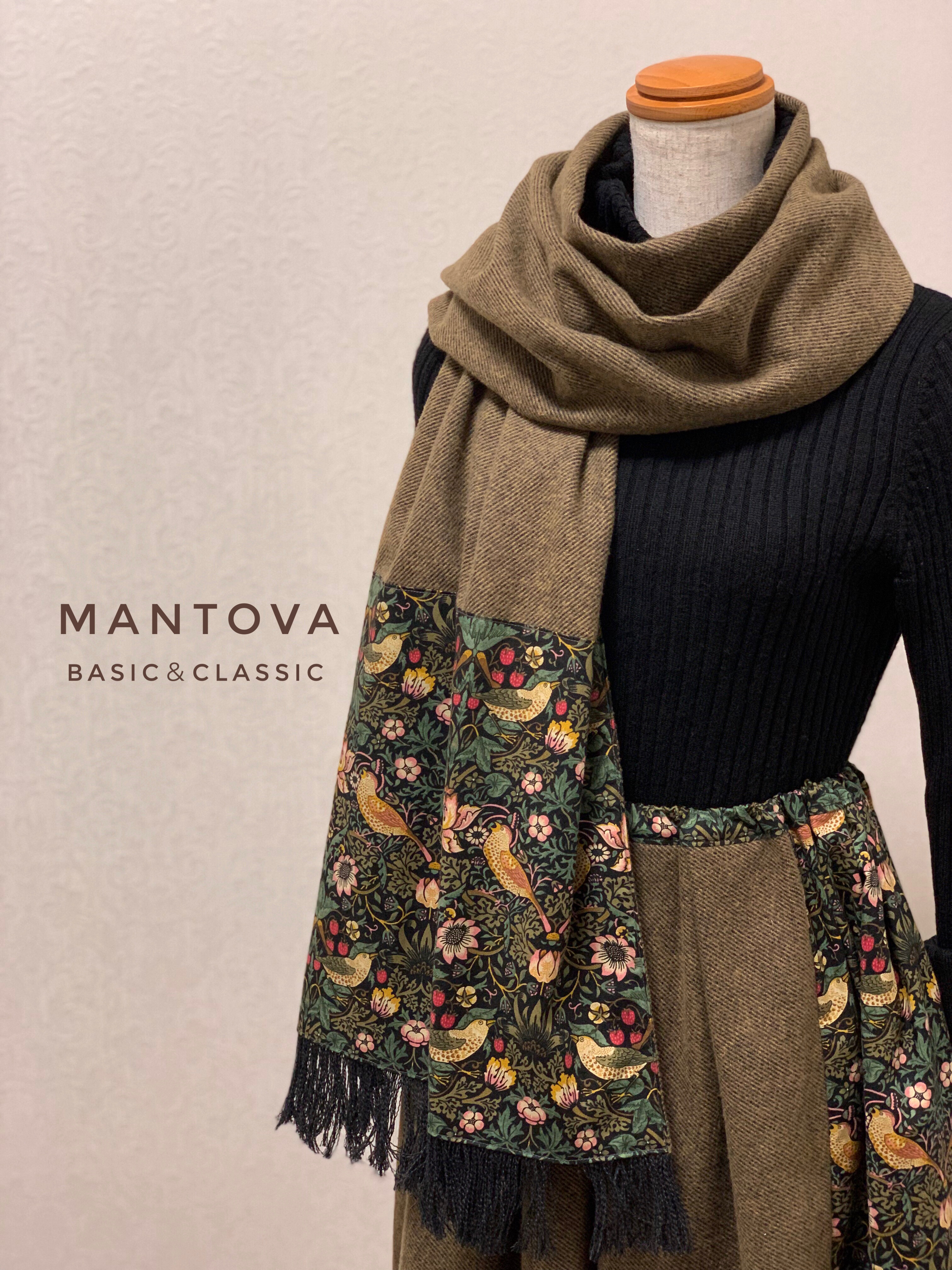 ウイリアムモリスとコットンツイード　ストール　Strawberry Thief(いちご泥棒) 送料無料