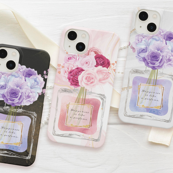 iPhone Android 花と香水の選べるスマホケース 強化ガラス・グリップ・バンパー・ストラップ他 1枚目の画像