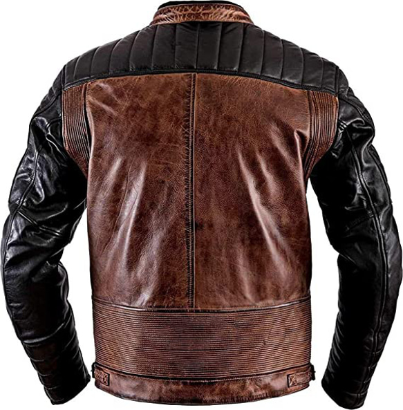 羊革・黒と茶色のライダースジャケット Black and Brown Rider Jacket 2枚目の画像