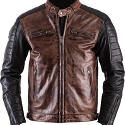 羊革・黒と茶色のライダースジャケット Black and Brown Rider Jacket 1枚目の画像
